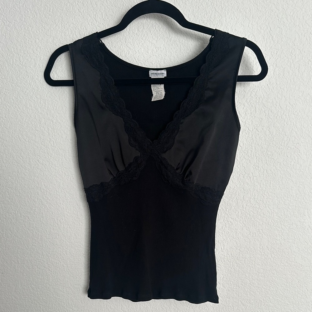 Intimissimi black cami lace satin ribbed M - Picture 2 of 7